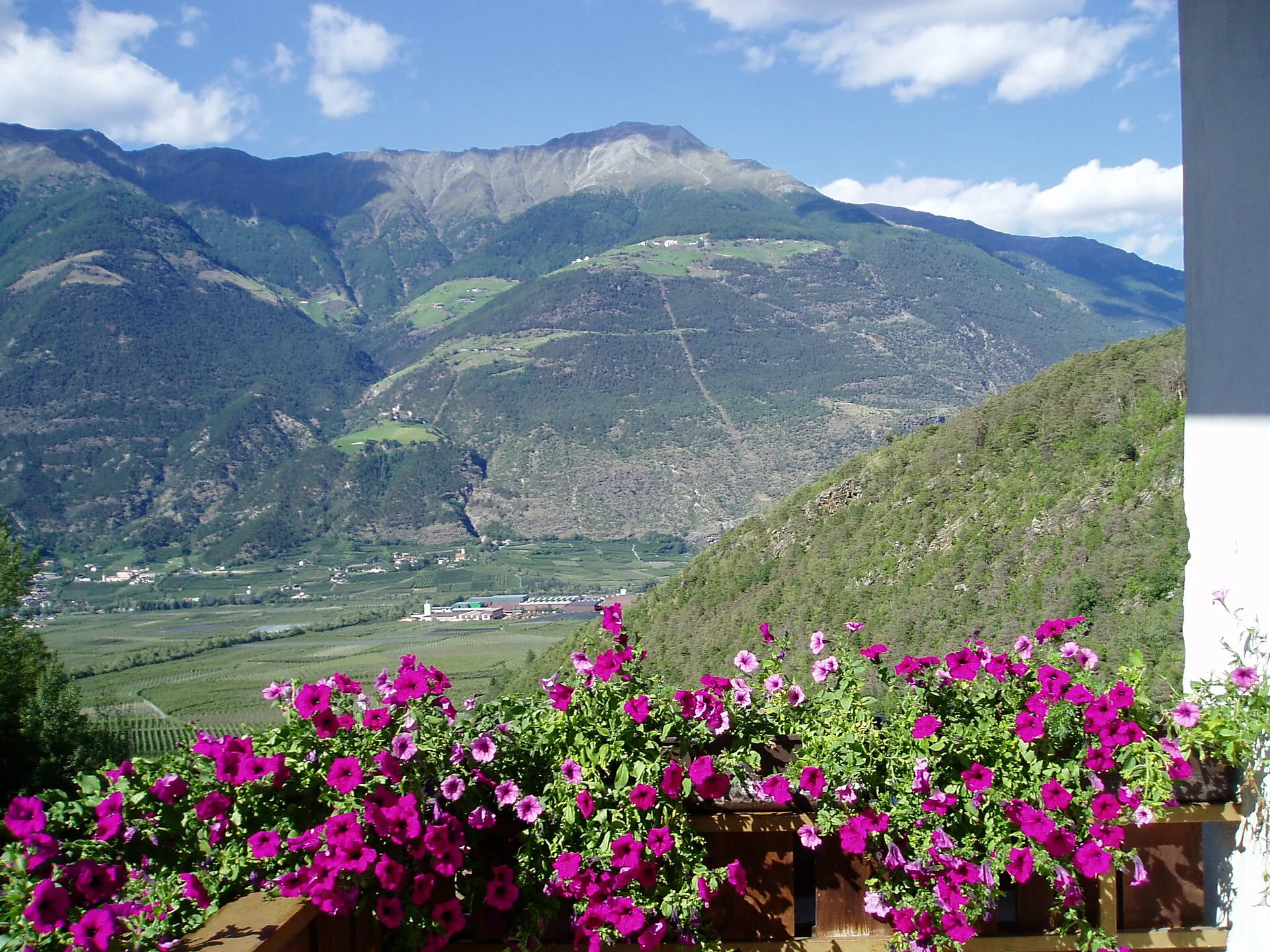 Panoramablick vom Schlosshof über den Vinschgau